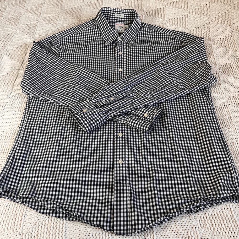 J. Crew Secret Wash Gingham Classic Fit Button Up Shirt